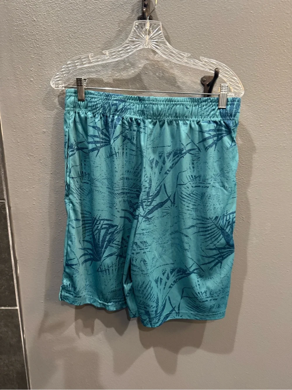 Kids Teal Tropical Print Matching Shirt & Shorts Set